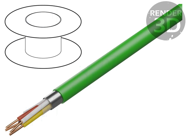 Leiding; 2x2x0,8mm; EiB/KNX,voor buiten; draad; Cu; PVC; groen Leiding; 2x2x0,8mm; EiB/KNX,voor buiten; draad; Cu; PVC; groen